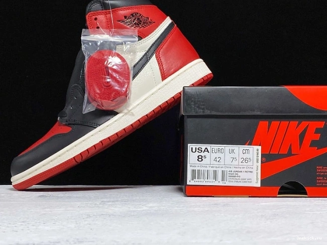 One Kick Retro 1 Bred 555088-610 Toe Air Jordan OG High 0717
